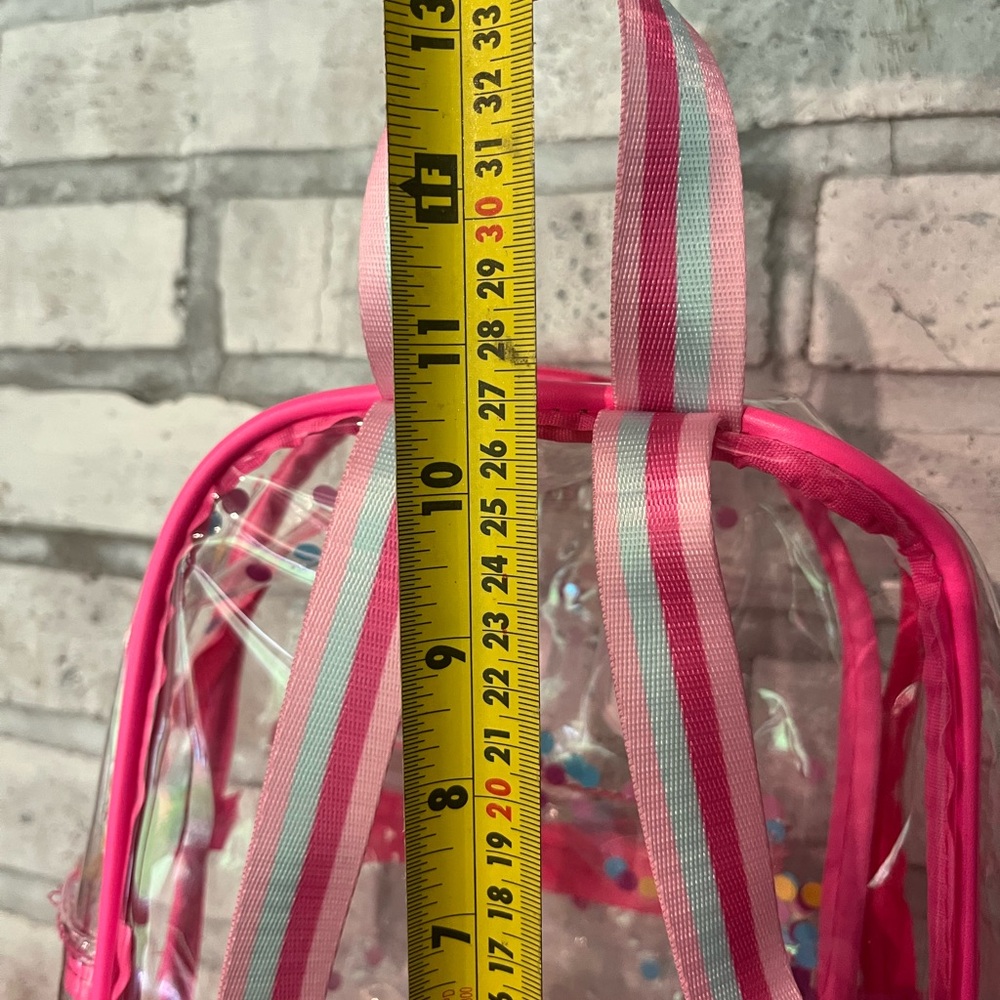 Juicy Couture Pink Mini Backpack Clear Vinyl Sequin Confetti - Picture 9 of 9